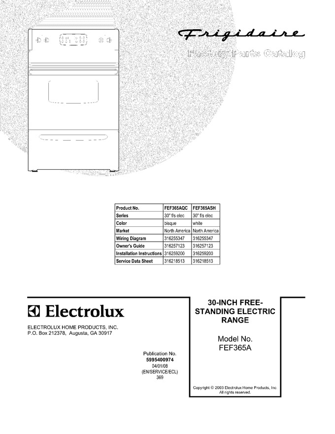 Diagram for FEF365ASH