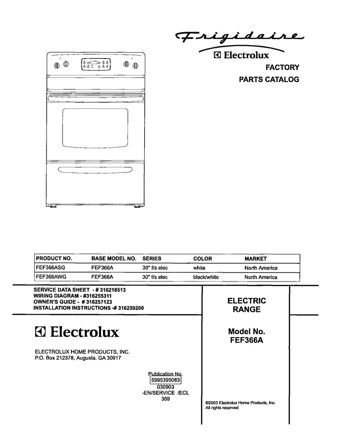 Diagram for FEF366AWG