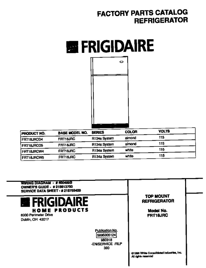 Diagram for FRT18JRCW4