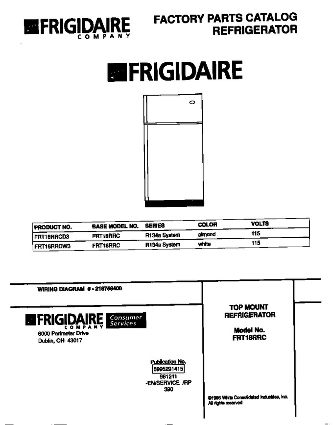Diagram for FRT18RRCW3