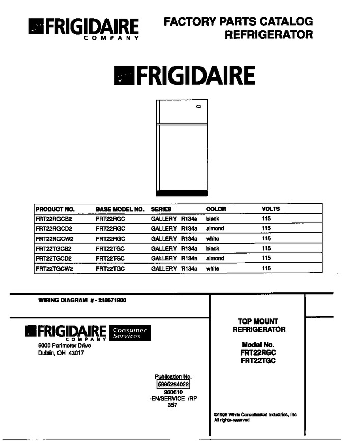 Diagram for FRT22TGCW2