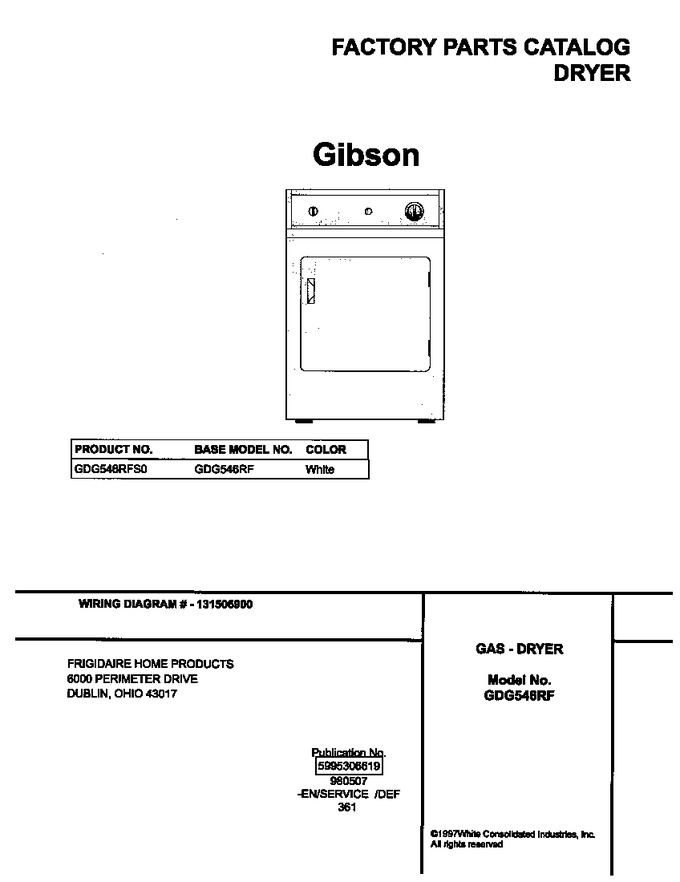 Diagram for GDG546RFS0