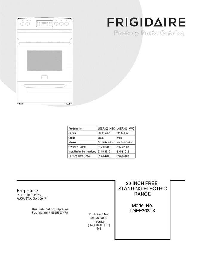 Diagram for LGEF3031KWC
