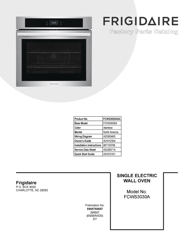 Diagram for FCWS3030ASA