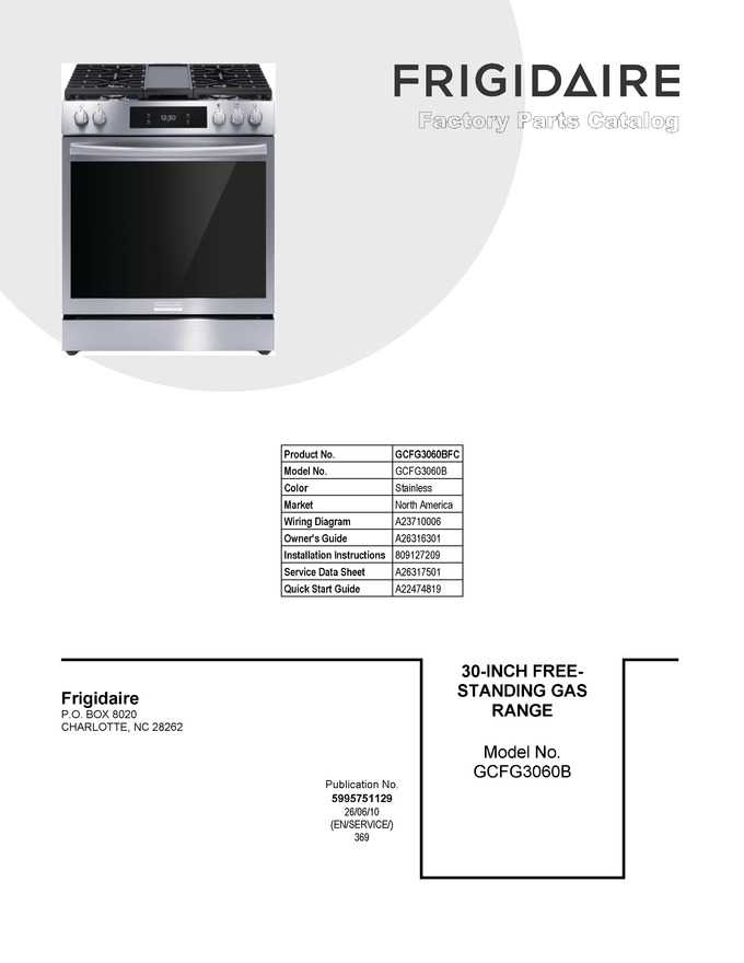 Diagram for GCFG3060BFC