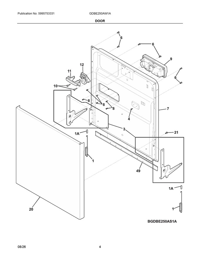 Diagram for GDBE250AW1A
