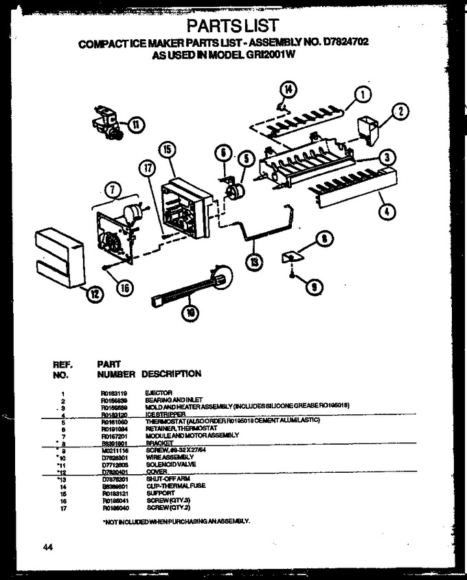Diagram for GRI2001WW (BOM: P1168201W W)