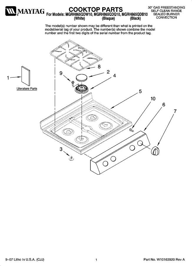 Diagram for MGRH865QDW10