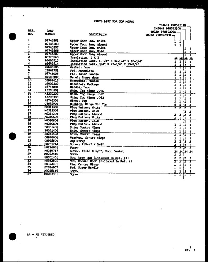 Diagram for TM16M1 (BOM: P7859210W)