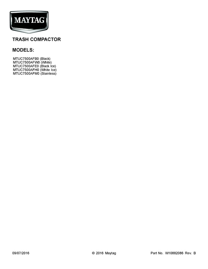 Diagram for MTUC7500AFW0
