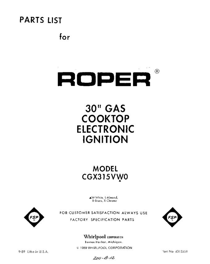 Diagram for CGX315VW0