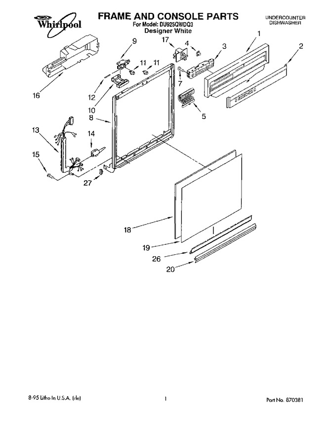 Diagram for DU925QWDQ3