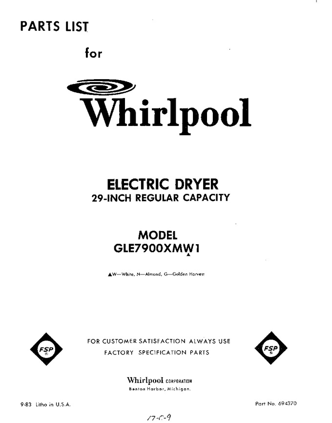 Diagram for GLE7900XMW1