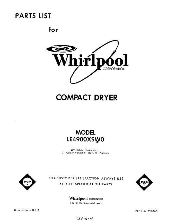 Diagram for LE4900XSW0