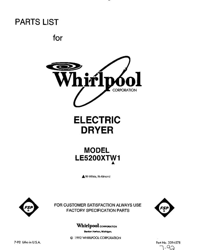Diagram for LE5200XTW1
