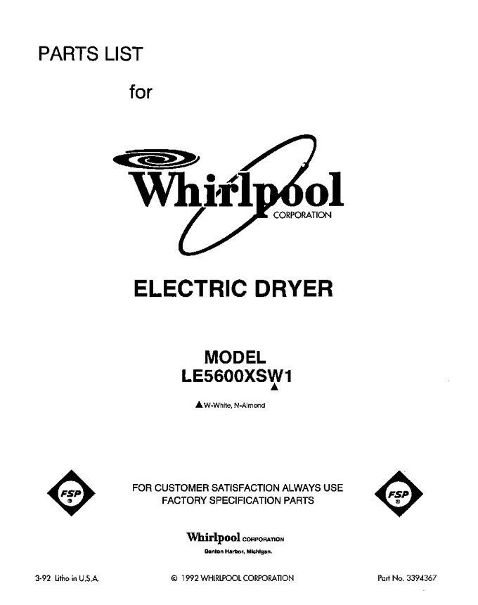 Diagram for LE5600XSW1