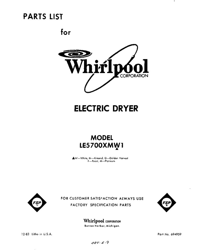 Diagram for LE5700XMW1