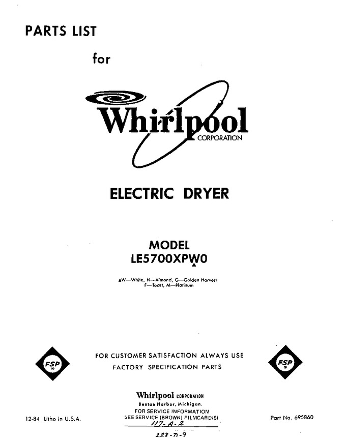 Diagram for LE5700XPW0