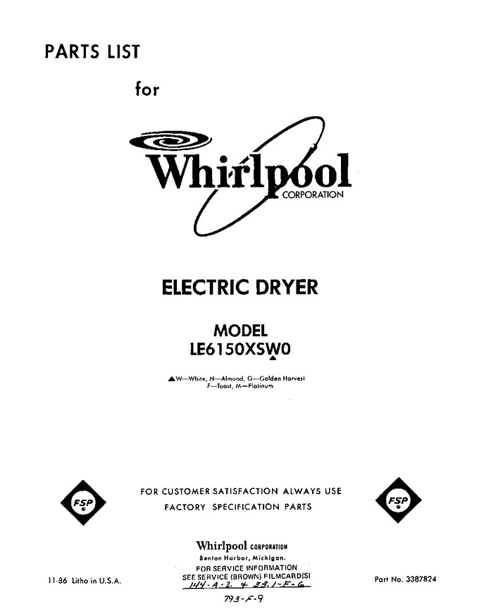 Diagram for LE6150XSW0