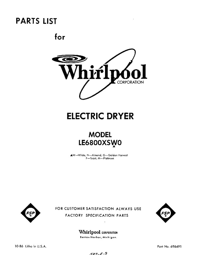 Diagram for LE6800XSW0