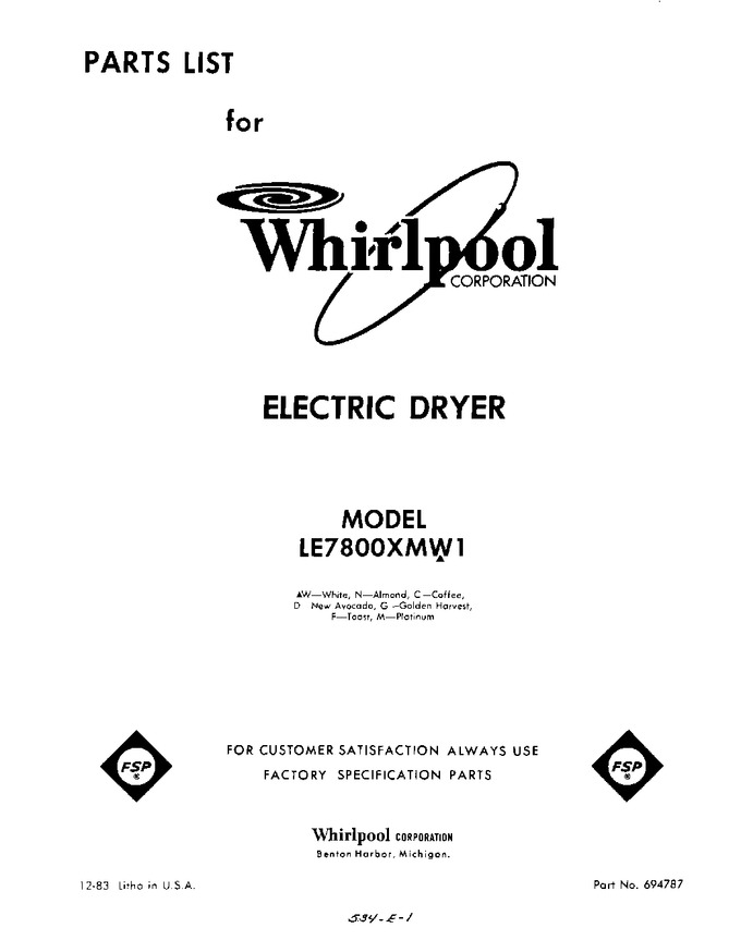 Diagram for LE7800XMW1