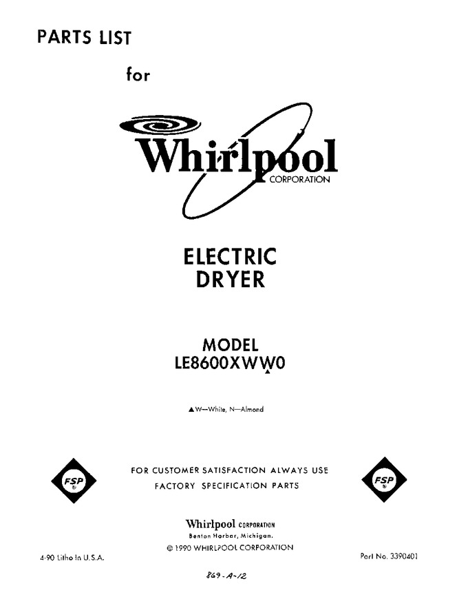 Diagram for LE8600XWW0