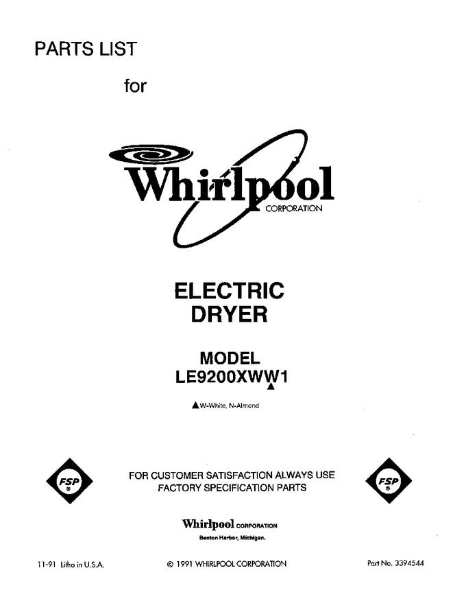 Diagram for LE9200XWW1