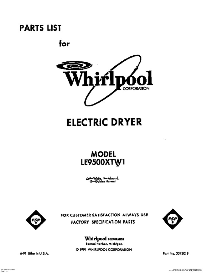 Diagram for LE9500XTN1