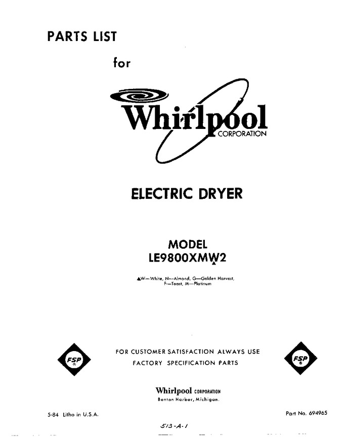 Diagram for LE9800XMW2