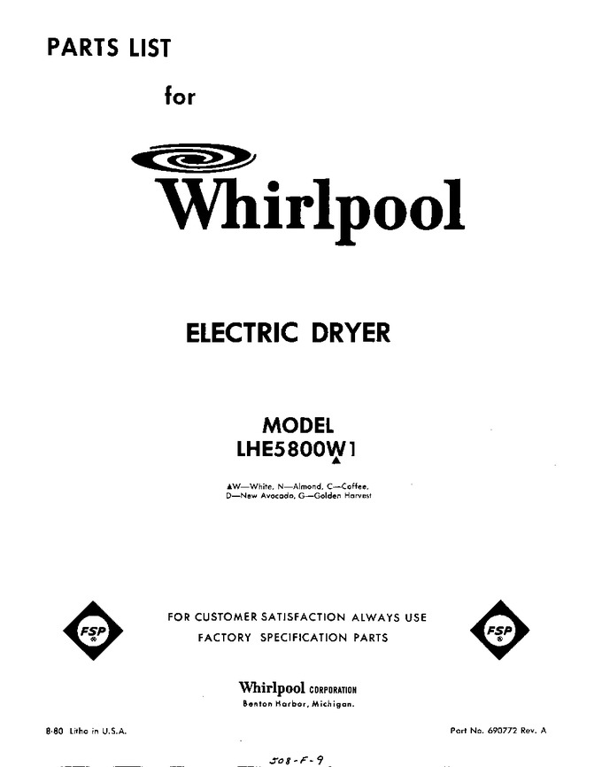 Diagram for LHE5800W1