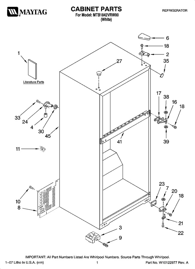 Diagram for MTB1842VRW00