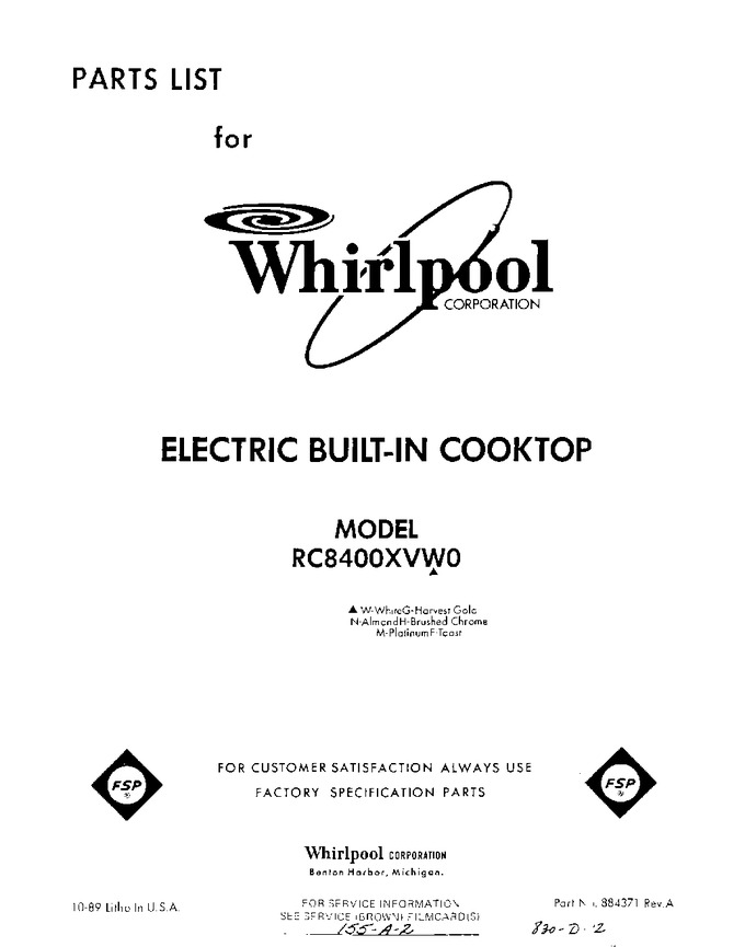 Diagram for RC8400XVH0