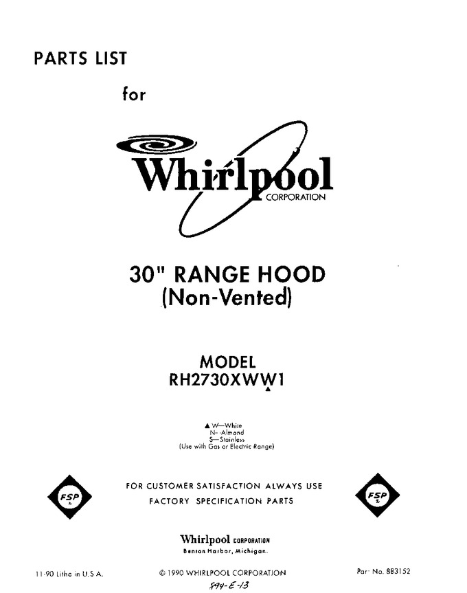 Diagram for RH2730XWS1