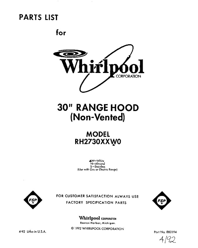 Diagram for RH2730XXN0