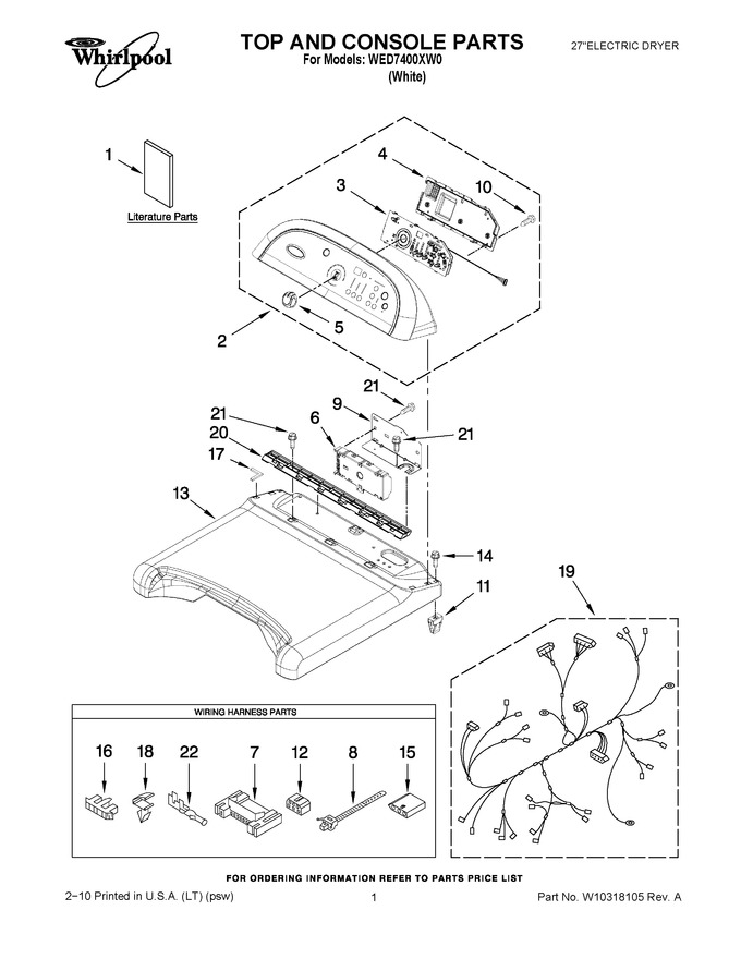Diagram for WED7400XW0