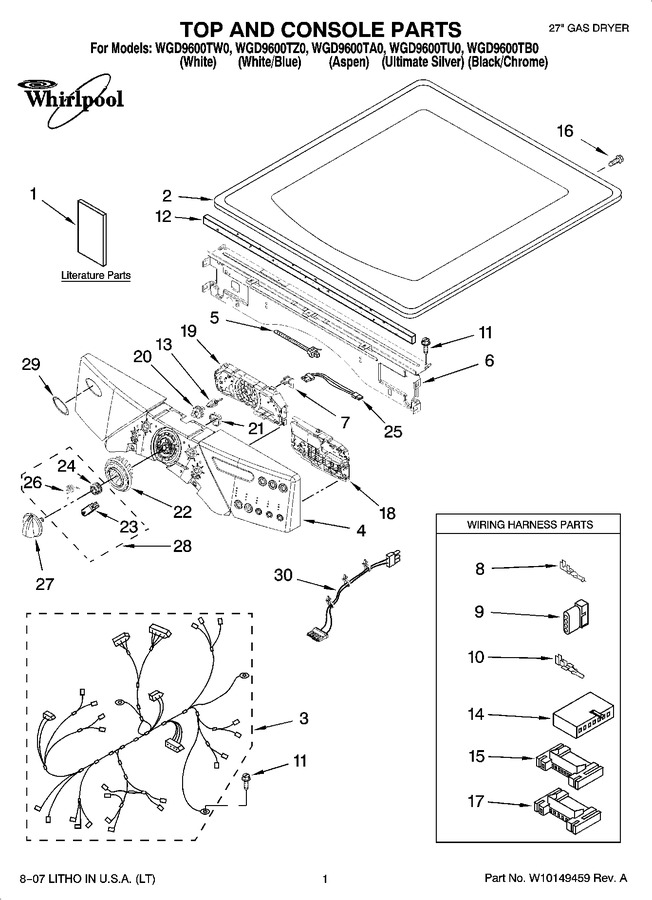 Diagram for WGD9600TB0