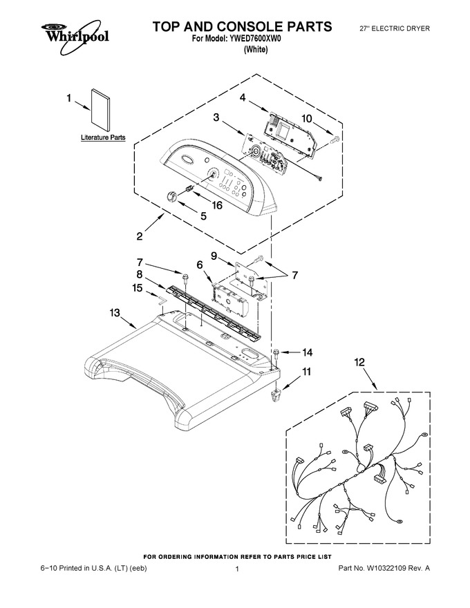 Diagram for YWED7600XW0
