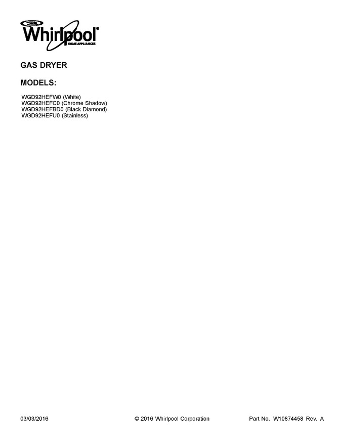 Diagram for WGD92HEFC0