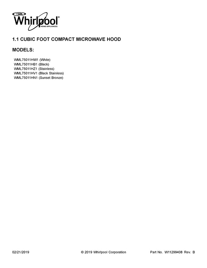 Diagram for WML75011HZ1