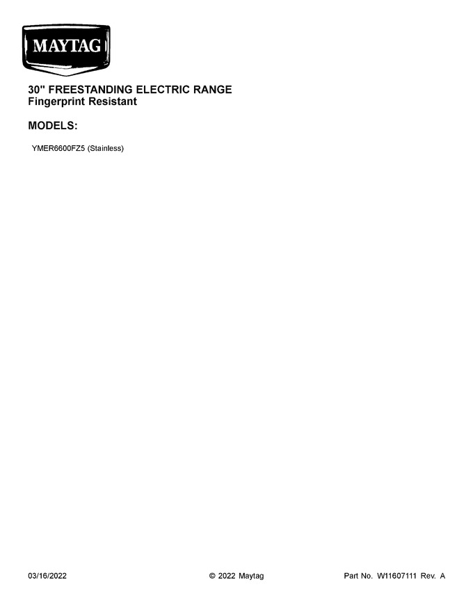 Diagram for YMER6600FZ5