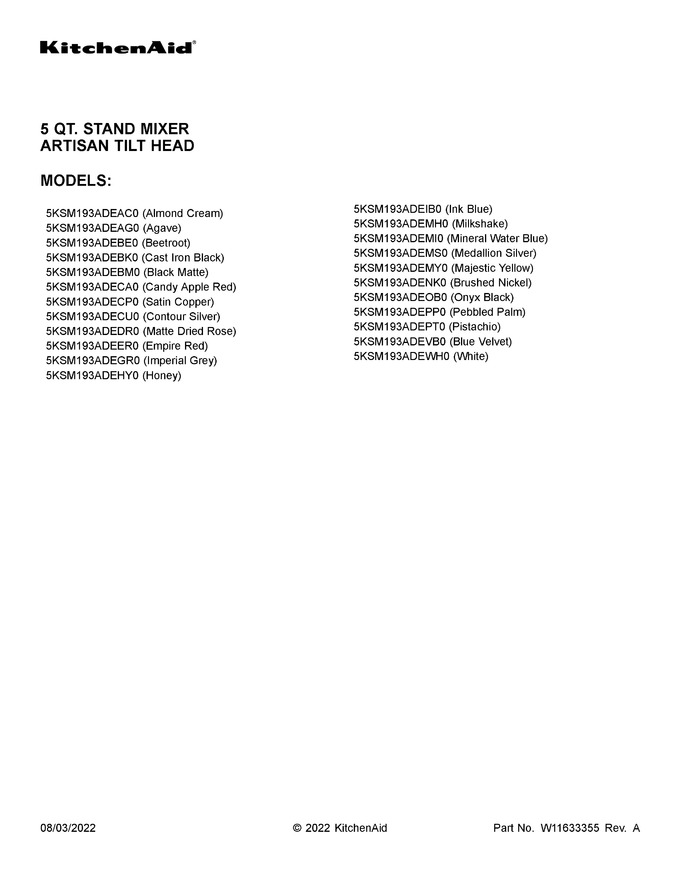 Diagram for 5KSM193ADEBE0
