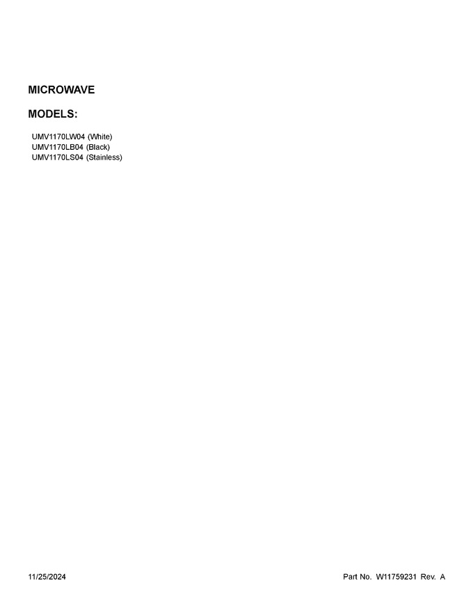 Diagram for UMV1170LW04