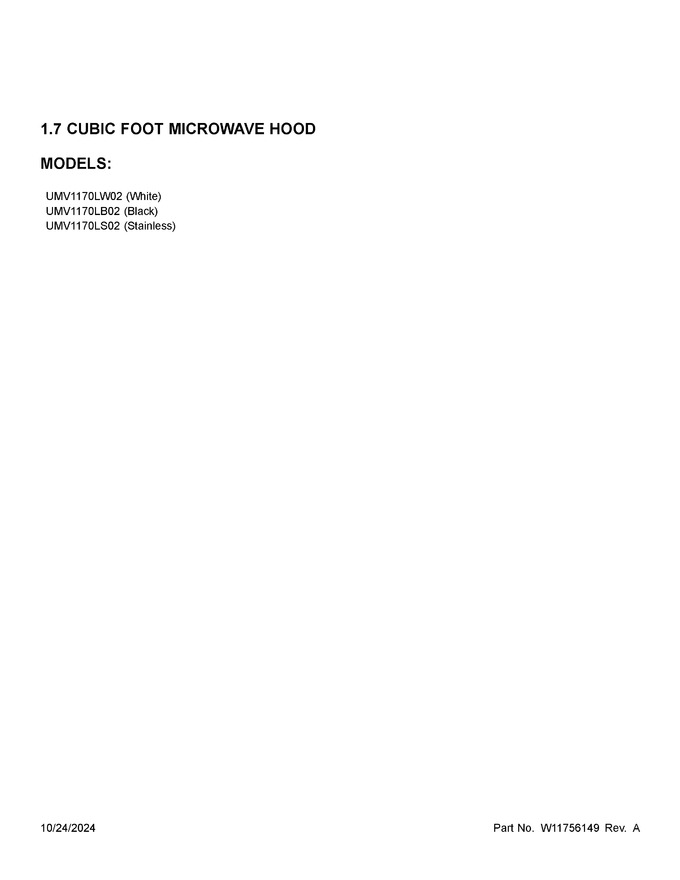 Diagram for UMV1170LW02