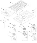 Diagram for Cooktop, Burner And Grate Parts