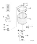 Diagram for Agitator, Fabric Softener Dispenser, Drive Bell, Hub and lip seal kit And Washtub